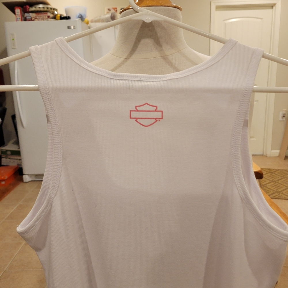 🏍EUC~💥HOT DEAL💥HARLEY-DAVIDSON WHITE & PINK TANK TOP - Picture 4 of 6